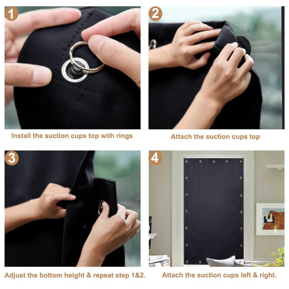

1pc Blackout Curtains Suction Cup Sun Cloth Folding Room Privacy Protection Elegant Style Premium Material Home Decor