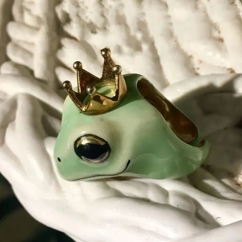 Модное Оригинальное кольцо в форме короны лягушки регулируемое кольцо из сплава милые ювелирные изделия в форме животного аксессуары для мужчин