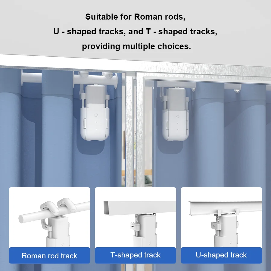 สมาร์ทสําหรับบ้านผ้าม่านที่เปิดอิเล็กทรอนิกส์ 3in1Track ม่านมอเตอร์หุ่นยนต์ปุ่มควบคุมระยะไกลที่เปิดผ้าม่านอัตโนมัติ