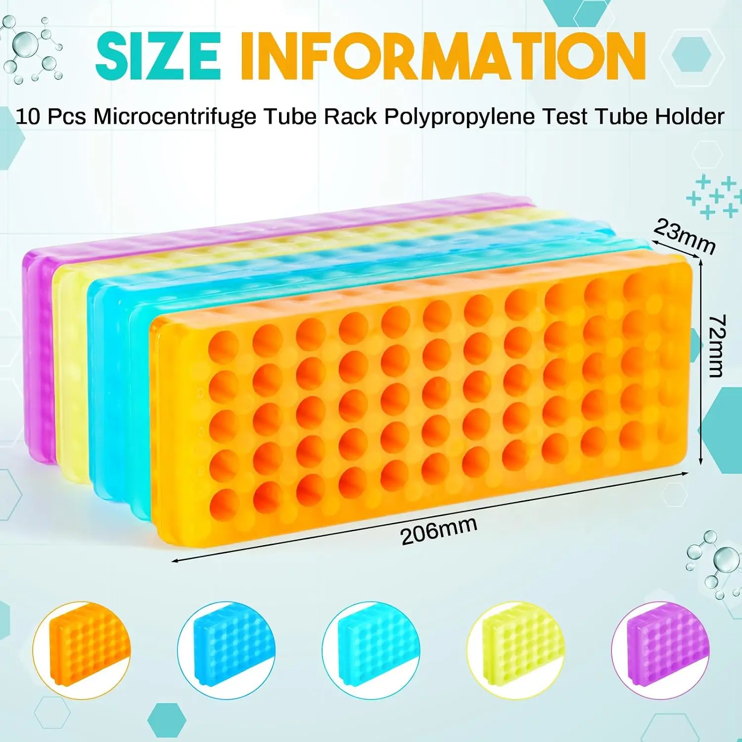 Polypropylene Microcentrifuge Tube Rack, Double-Sided 60-Well Centrifuge Tube Holder, Suitable for Chemical Laboratories