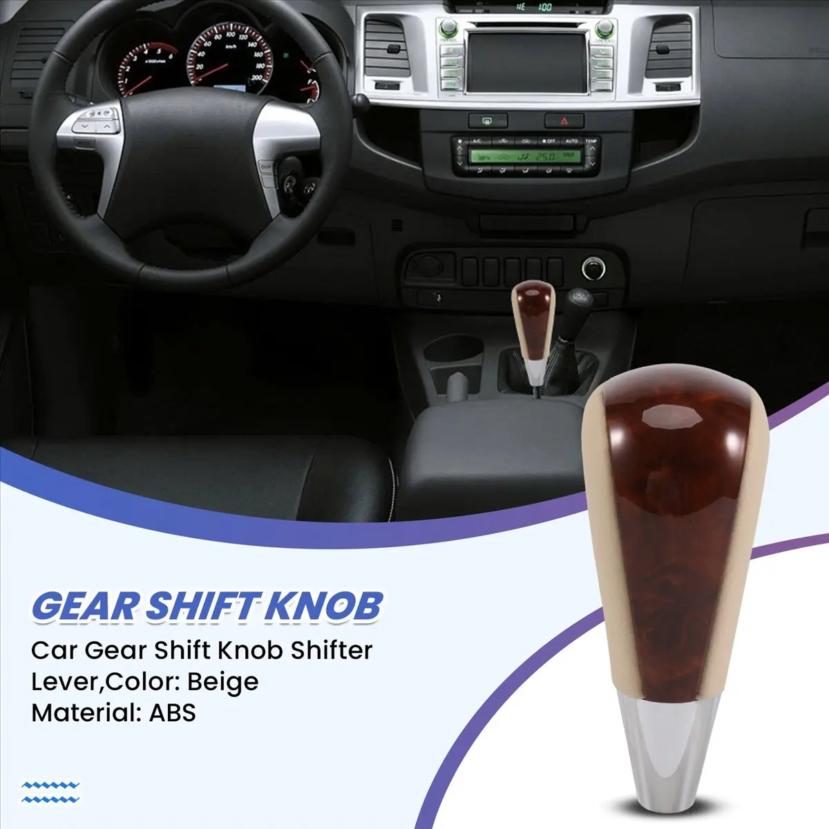 #54A Car Gear Shift Knob for Toyota Corolla Camry/Harrier Fortuner,6 Speed Gear Shift Knob,(Beige)