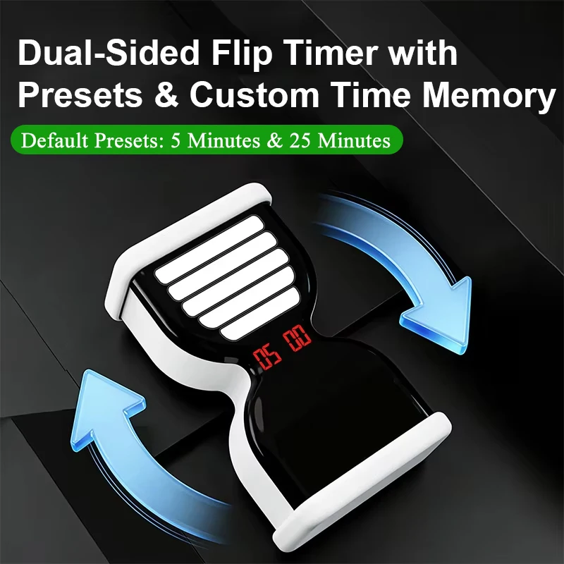 YS-1501 Flip Timer Gravity Sensor Visual Timer Countdown & Countup,5/25min & Custom Timing for Work,Learning,Kitchen Cooking