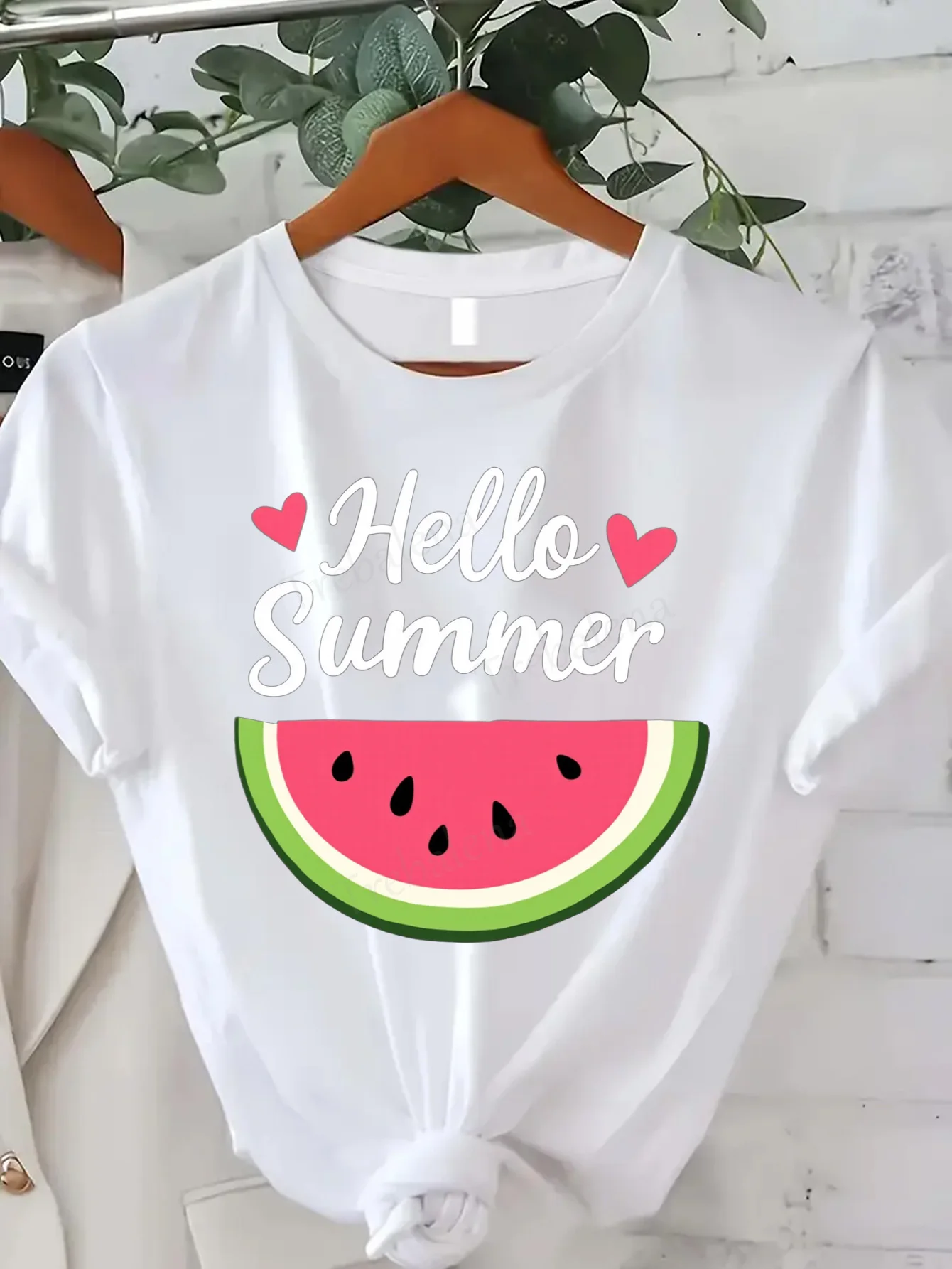 Women T-shirt Hello Summer Watermelon T-Shirt for Women - Cute & Sexy Summer Top