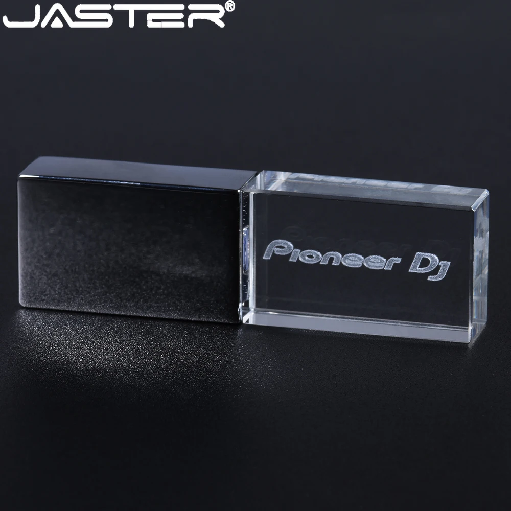 

JASTER USB Flash Drives2.0 128GB 64GB 32GB Free Custom Logo Crystal with Color LED Light Pioneer DJ Perfect Business Gift U Disk