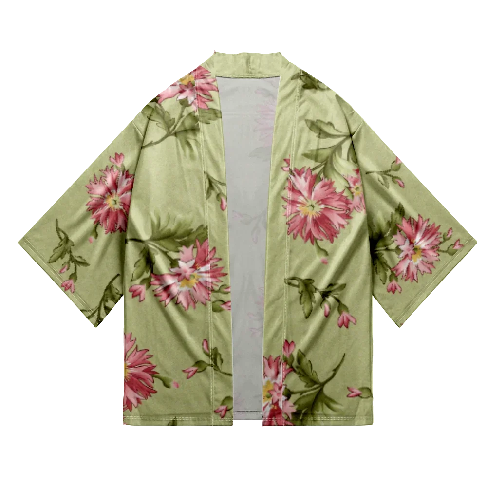 

Summer Kimono Women Men Beach Hawaiian Shirt Cardigan Sakura Pattern Kimono Bathrobes Yukata Haori Fashion Japanese Clothes