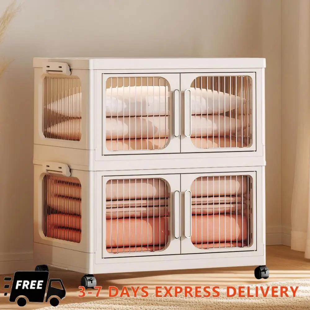 

2-слойный шкаф для хранения, складной шкаф, большой шкаф для одежды (прозрачный)