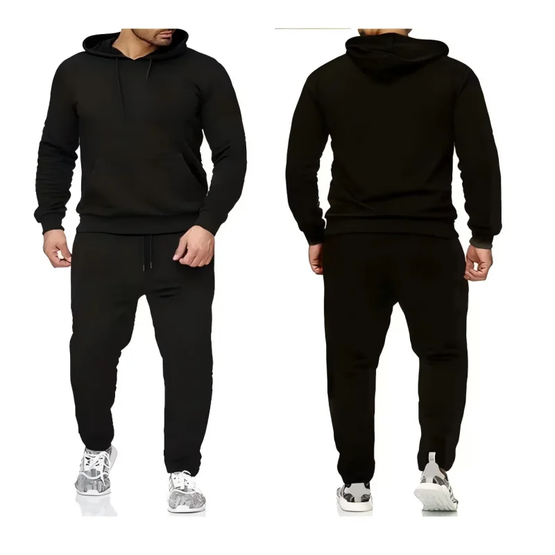 New Basic Men/Women 2Pcs/Sets Sweatshirt Hoodies Pants 2024 Male Gyms Fitness Tops Joggers Sportswear Tracksuits