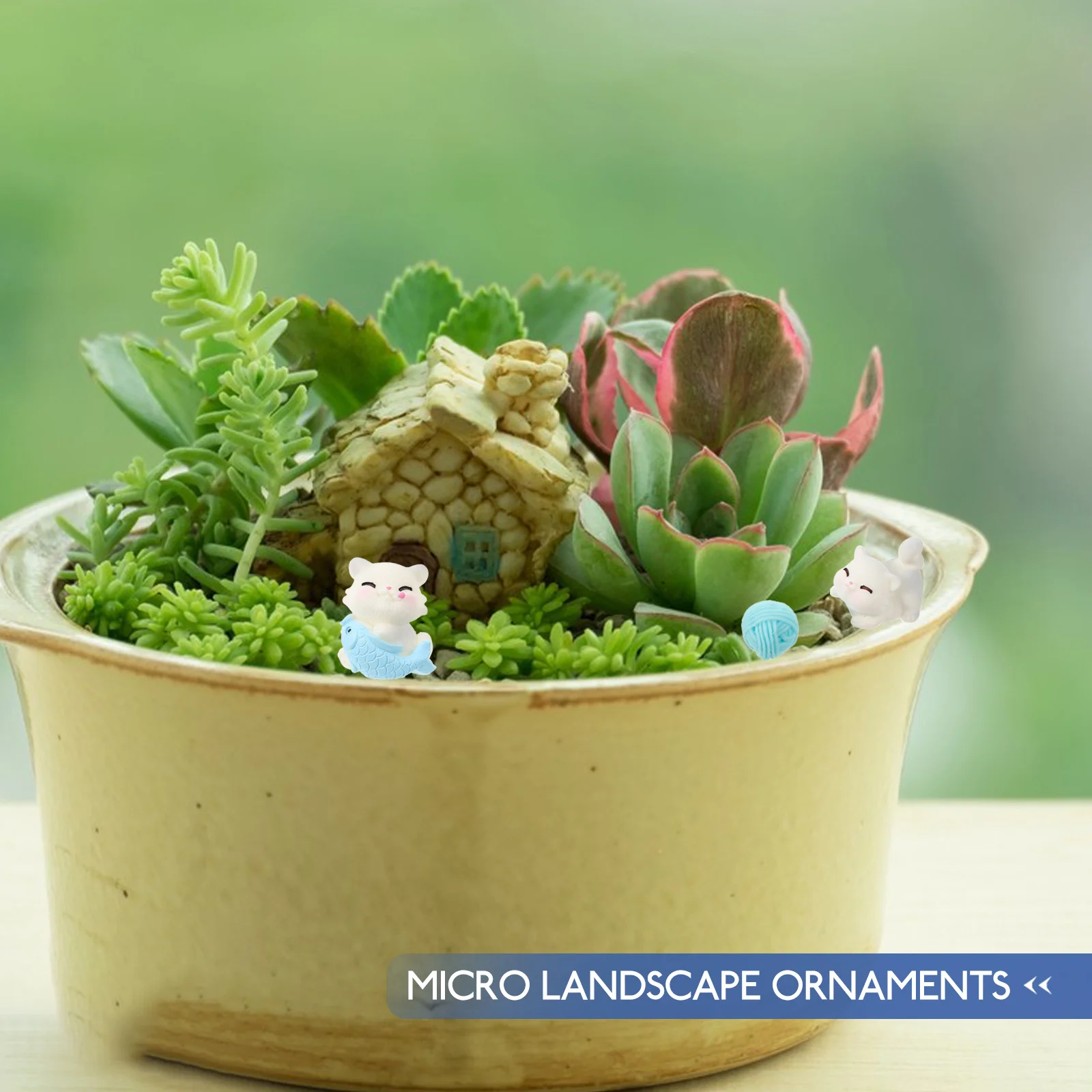 

1 set 1 Set Small Cat Figurines Adorable Cartoon Resin Mini Animal Decor For Desktop Car Study Garden Party Decoration