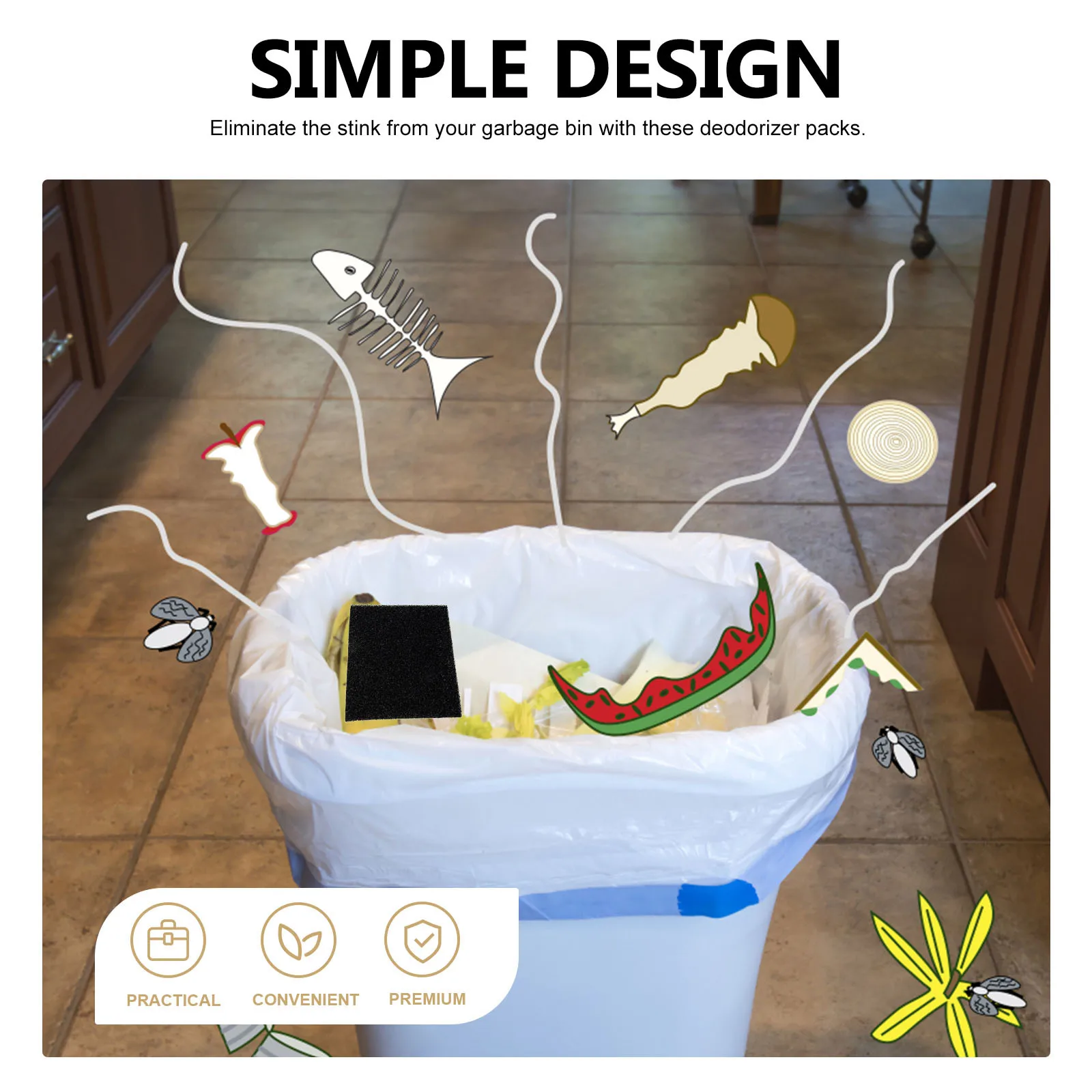 

10Pcs Trash Can Filter Pads Odor Activated Carbon Deodorizing Slices for Garbage Bin Home Office Odor Control