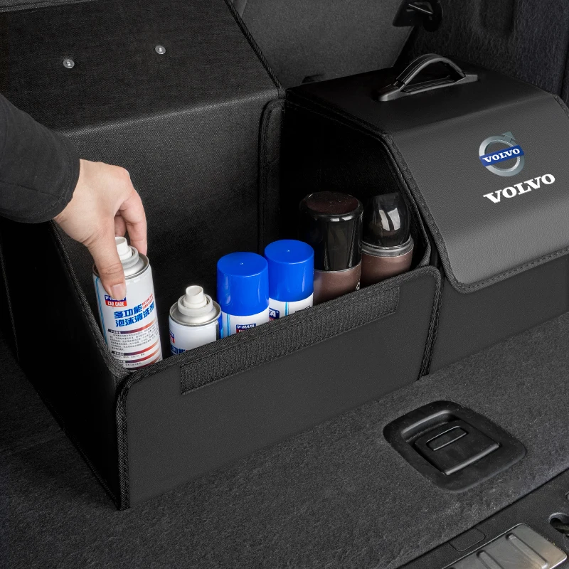 Volvo Car Trunk Leather Storage Box Foldable Auto Organizer Bag