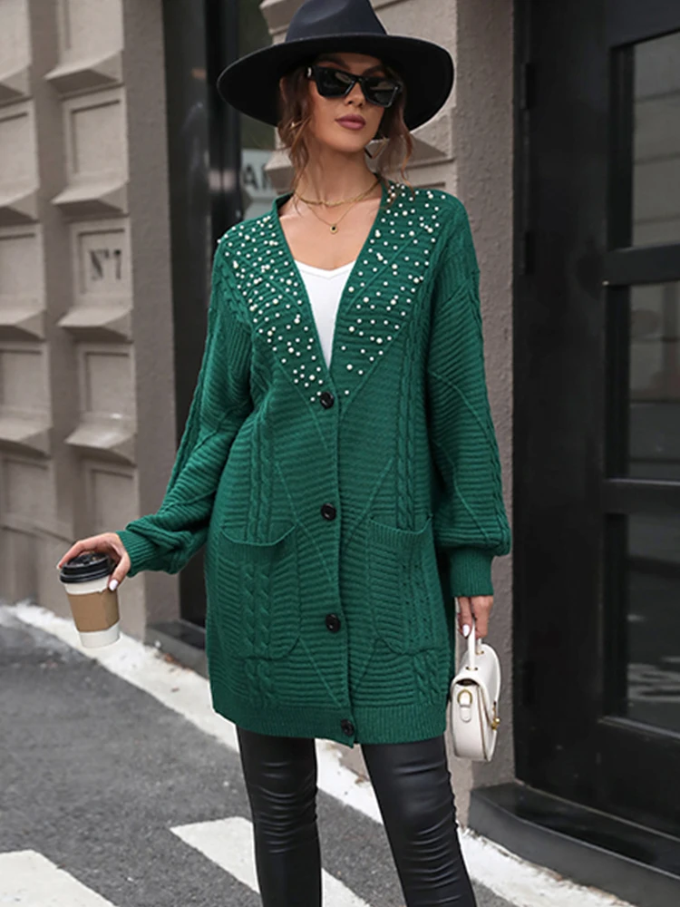 

JIM & NORA Korean Style Women's Sweater Solid Color Casual Commuting Elegant Cardigan New Autumn And Winter Clothes For Women