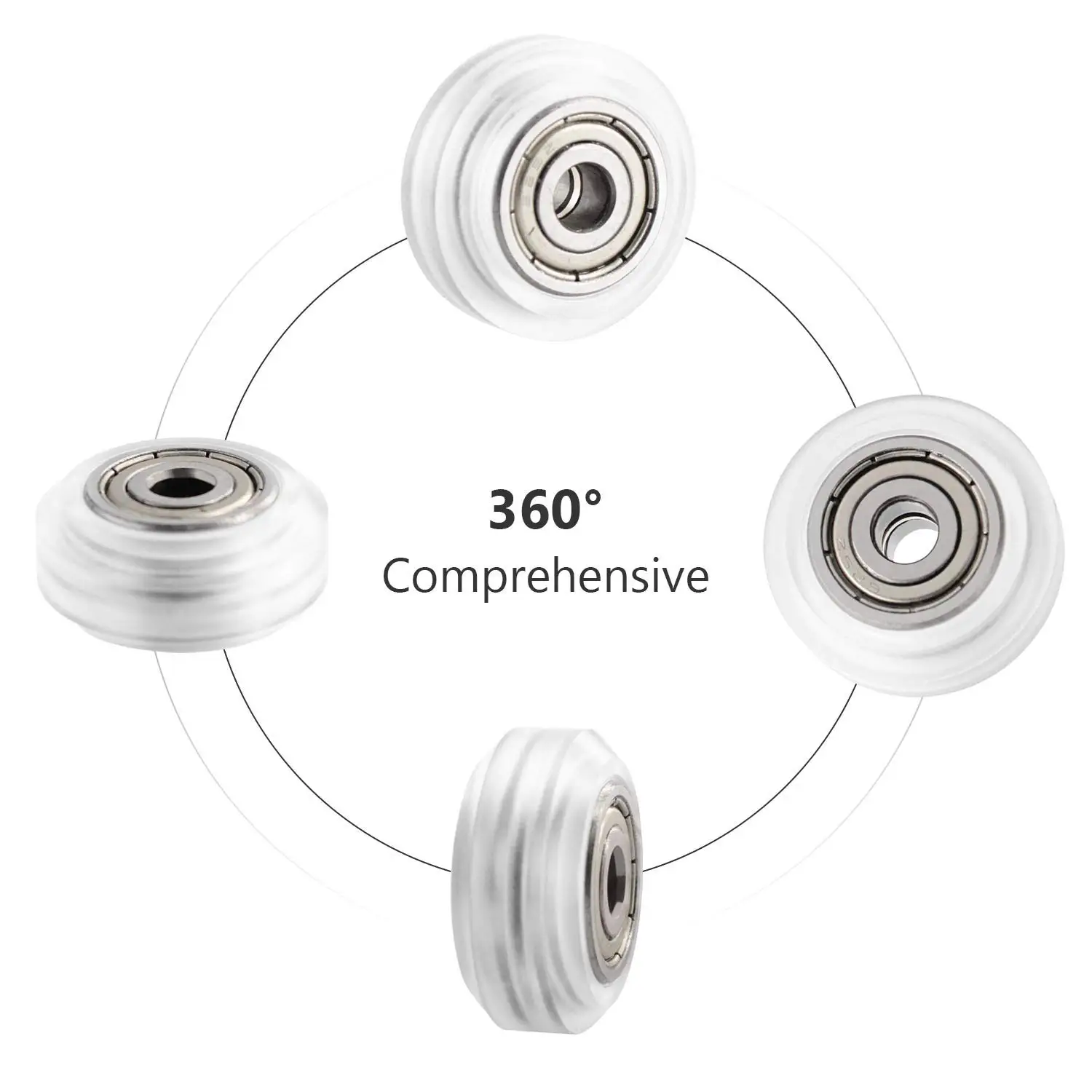 Oficjalne koło POM Creality, plastikowa rolka, łożysko liniowe, przekładnia Perlin, 10/20 sztuk, czarne/białe, do Ender-3/V2/Ender-3 S1/CR-10 — zdjęcie produktu 2
