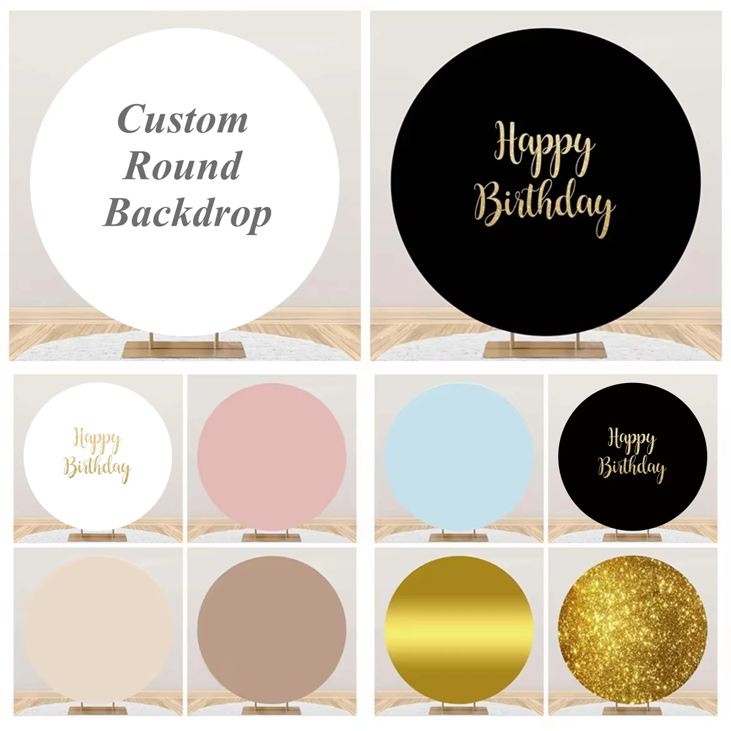 

Pure Color Round Circle Backdrop Cover Wedding Baby Shower Birthday Party Decor Custom Elastic Photo Background Purple White