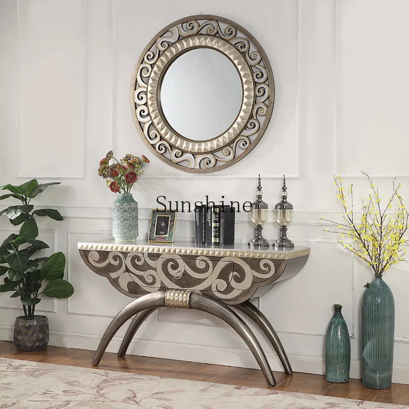

Light luxury home entrance cabinet entrance corridor end view platform
