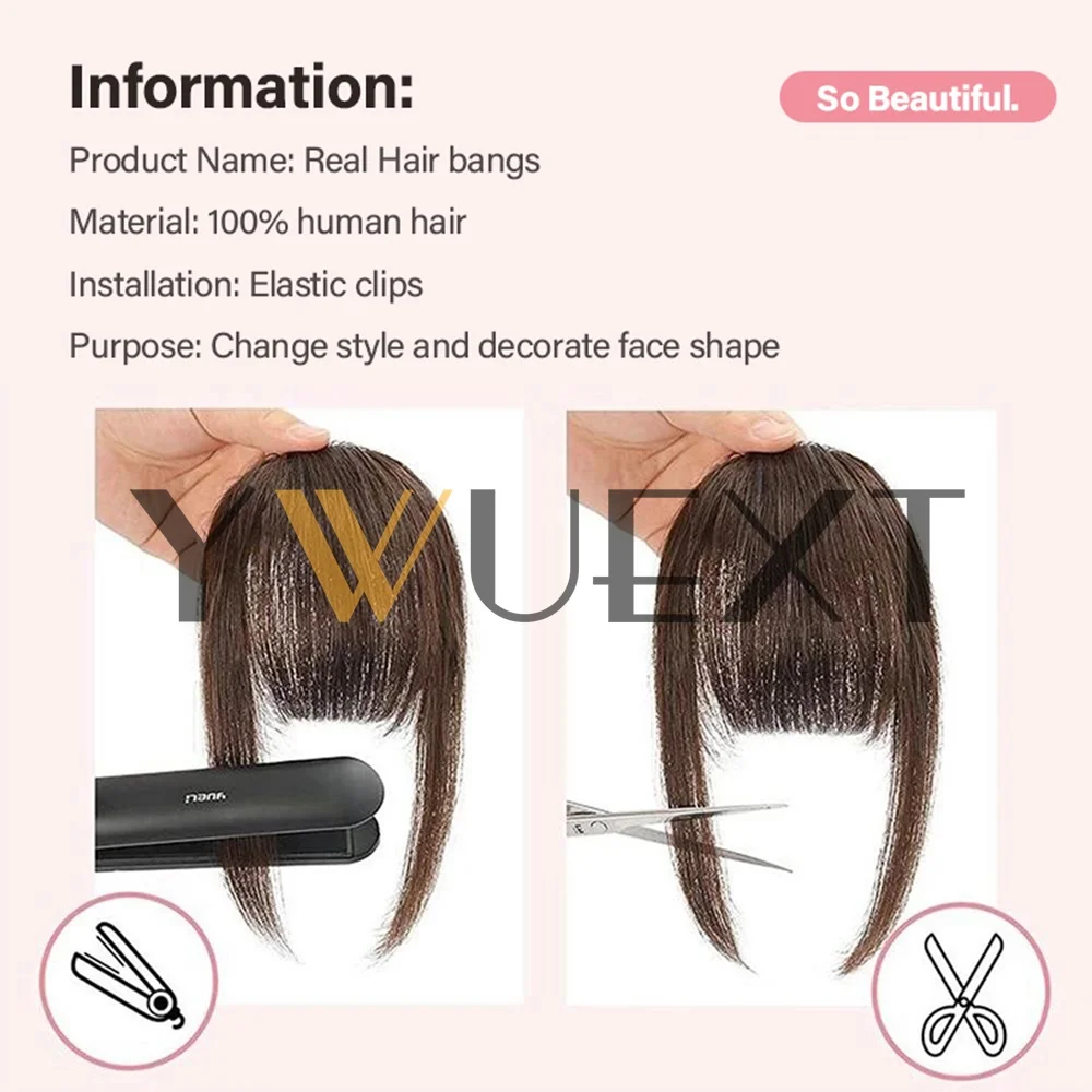 Poni Rambut Asli 3D Blunt Cut 3 Jepit Poni Rambut Alami Jepit Atas Kepala Ekstensi Rambut Clip In Non-Remy Hitam Coklat Pirang
