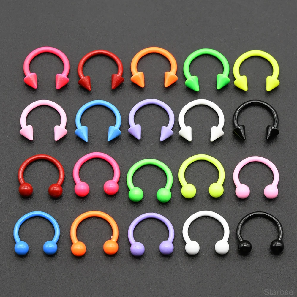 1 Set 16G Ball Spike Shape Stainless Steel Horseshoe Ring for Septum Piercing Eyebrow Nose Hoop Helix Tragus Conch Pierc Jewelry