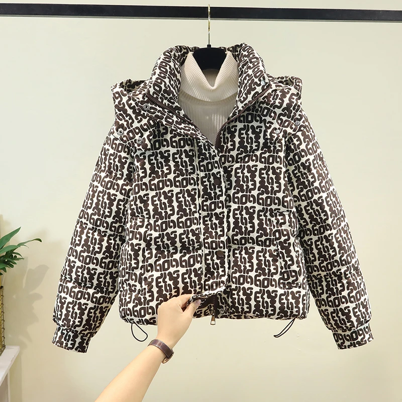 العصرية ort down القطن Jaet المرأة حجم صغير انفصال قبعة فضفاضة تناسب الشتاء Thiened معطف القطن الكورية Sle طويل Sl... #1