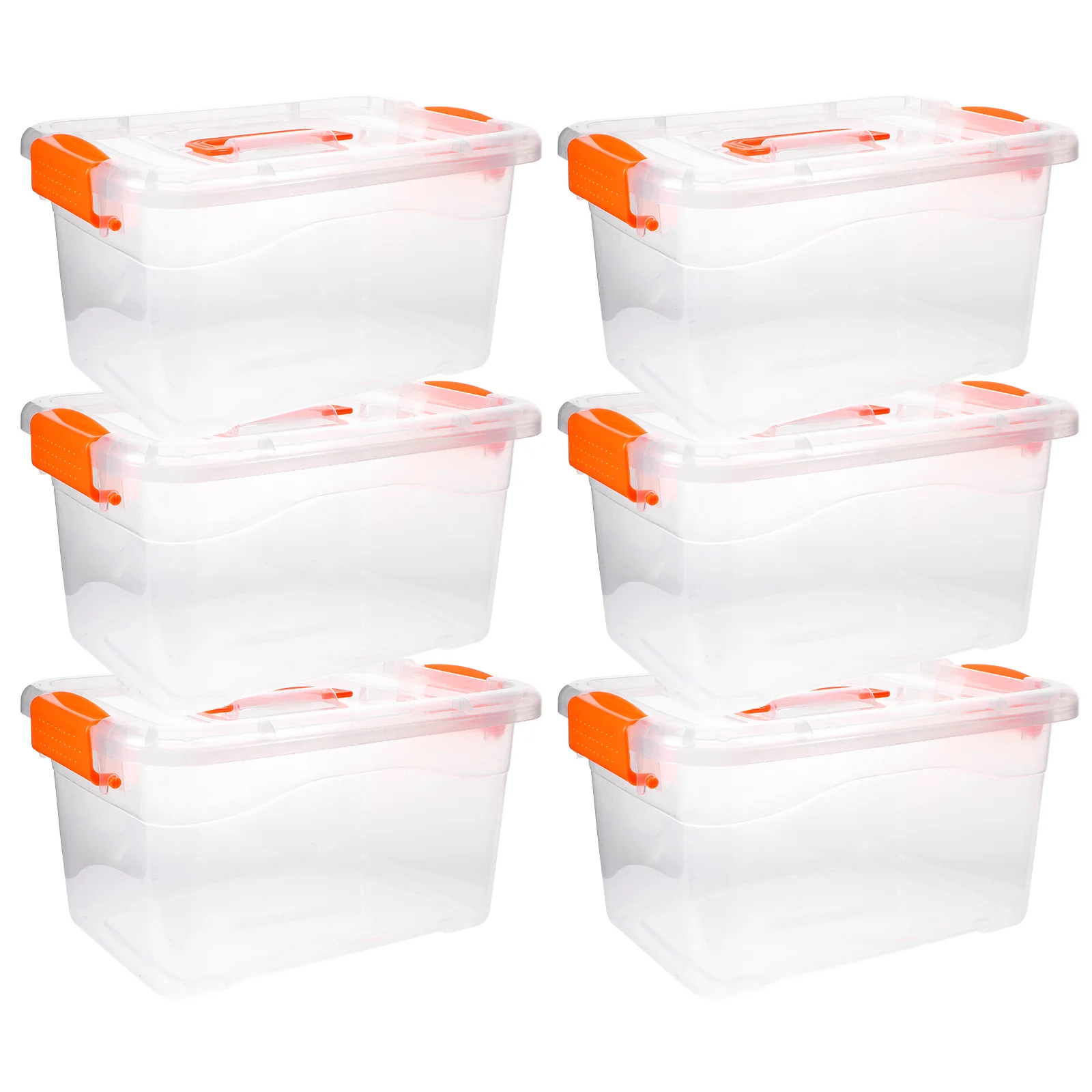 

6Pcs Storage Box Set Home Organizer Containers 3L Clear Plastic Bins Portable Multi-Functional Gift Lid Design