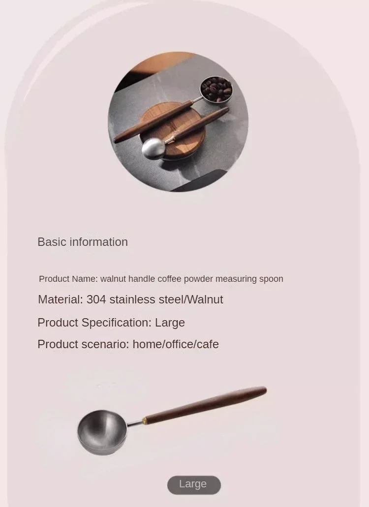 25ml Kaffeelöffel aus Edelstahl mit Holzgriff, Messlöffel aus Walnussholz mit langem Griff, Kaffeelöffel, Café-Dekoration – Detail 6