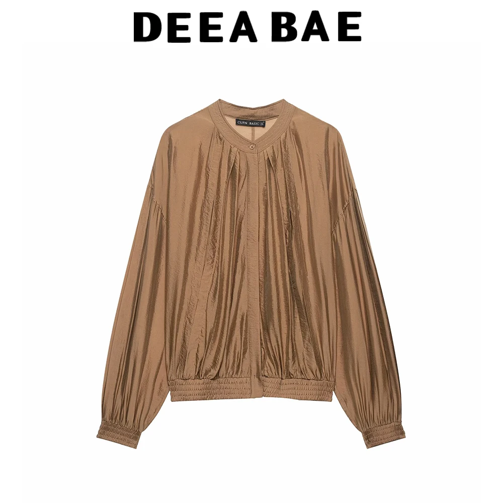 DEEABAE Women's 2026 new summer outfit European and American style fashionable casual long sleeved round neck hanging shirt