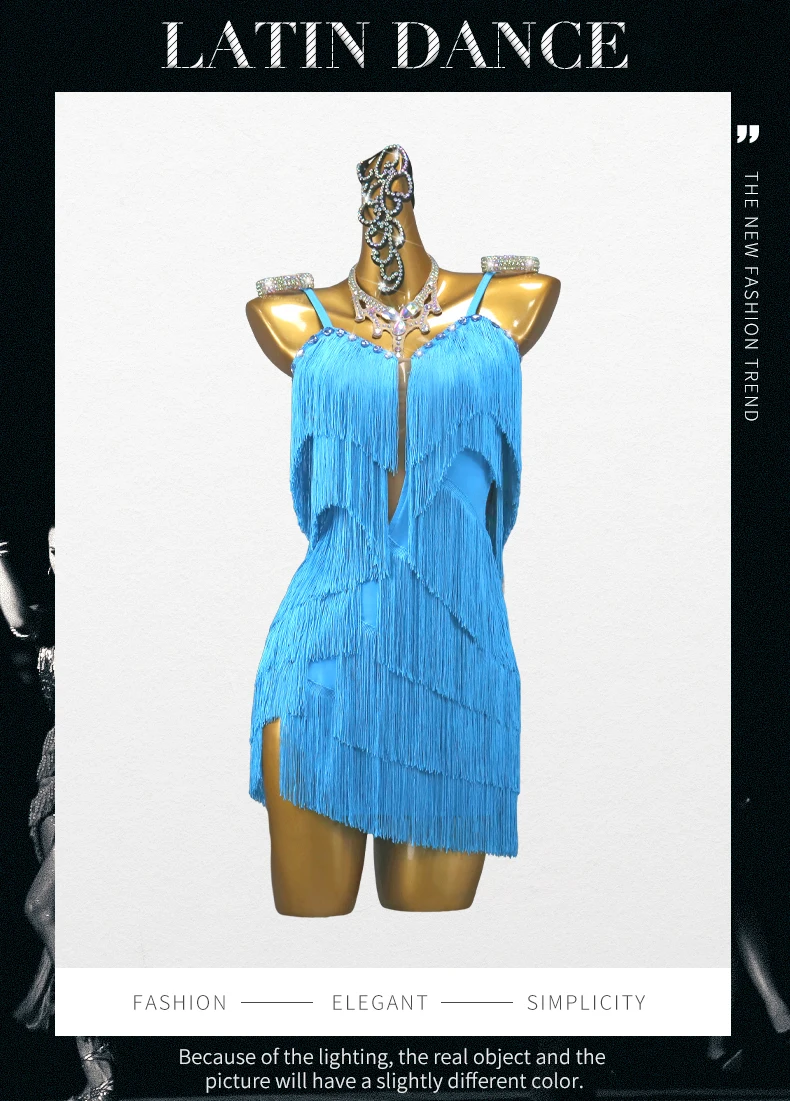 Abendkleid für Mädchen, elegantes Partykleid 2026, neues Tanz- und Abschlussballkleid, kurzer Rock, lateinamerikanische Tanzkleidung, Wettbewerbskostüme, Damen-Abschlussball-Outfits – Detail 2