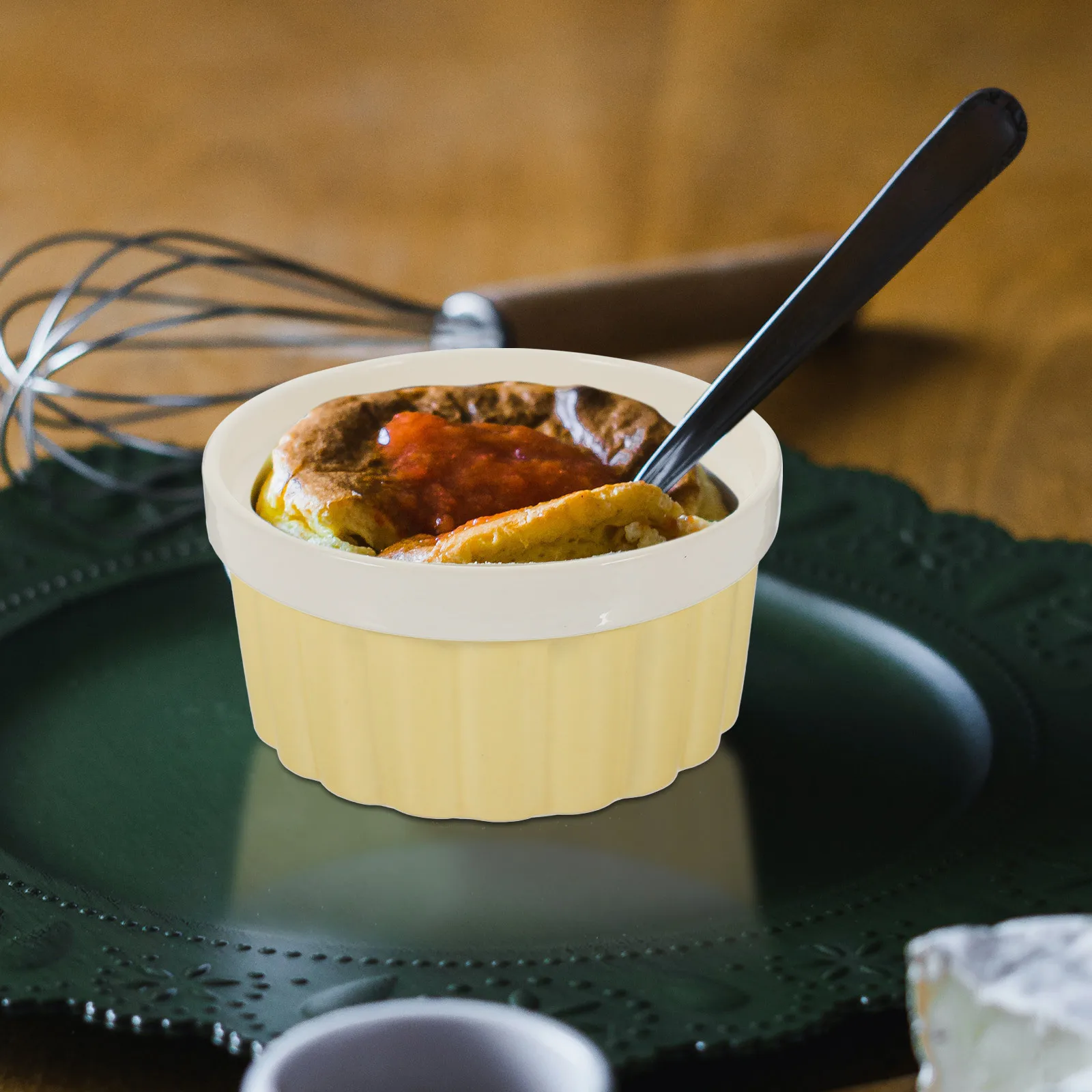 

1Pcs Ceramic Baking Bowl Round Multi-Functional Dessert Serving Bowl for Pudding Fruit Salad Soup Noodles Jam Ice Cream Kitchen