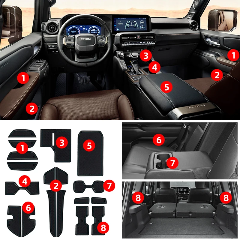 For Toyota Land Cruiser 250 2024 2025 Prado LC250 1958 First Edition Gate slot mat,Interior Upgraded Accessories Modification