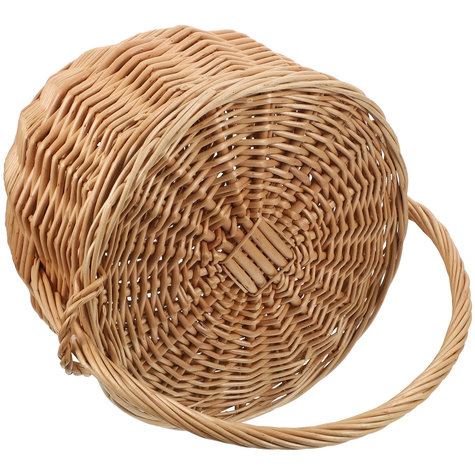 Household Rattan Shopping Basket Flower Girl Picnic Wicker Fruit Woven with Handles