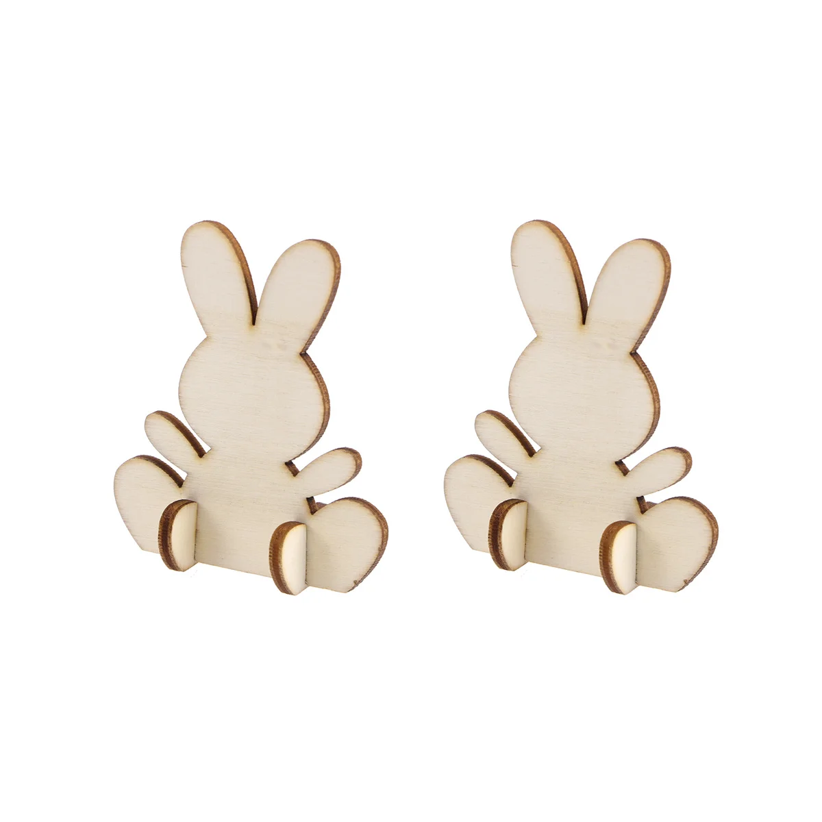 

10Pcs Easter Bunny Wooden Pieces 3D Rabbit Ornament for Holiday Home Decor Craft Party Decoration Wooden Rabbit Ornament