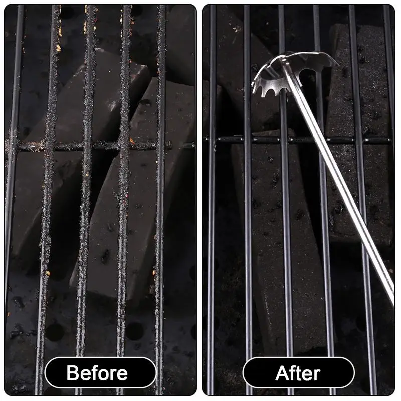 Grill Scraper For Outdoor Grill Stainless Steel Griddle Scraper Barbecue Grill Cleaner With Long Handle Outdoor Barbecue Tools