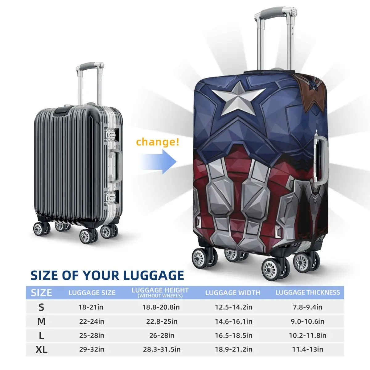 Juste de valise imprimée 3D services.com America, étui à bagages Strectch, protection de voyage de croisière, LOGO de mode, vacances