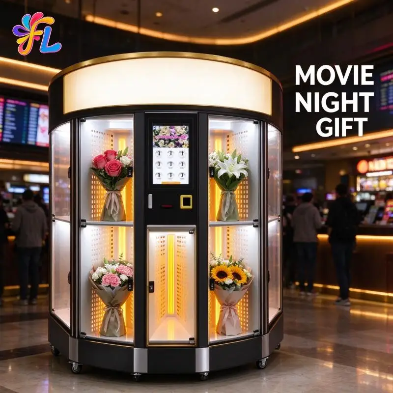 Flower Vending Machine Commercial Fresh Bouquet Vending Kiosk Built In LED Light Showcase Cut Flower Products