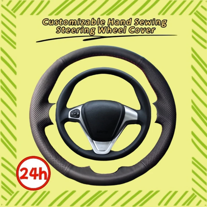 

Genuine Leather Protect The Original From Wear And Tear Steering Wheel Cover For Ford Fiesta Focus Badge Ecosport Galaxy Escape