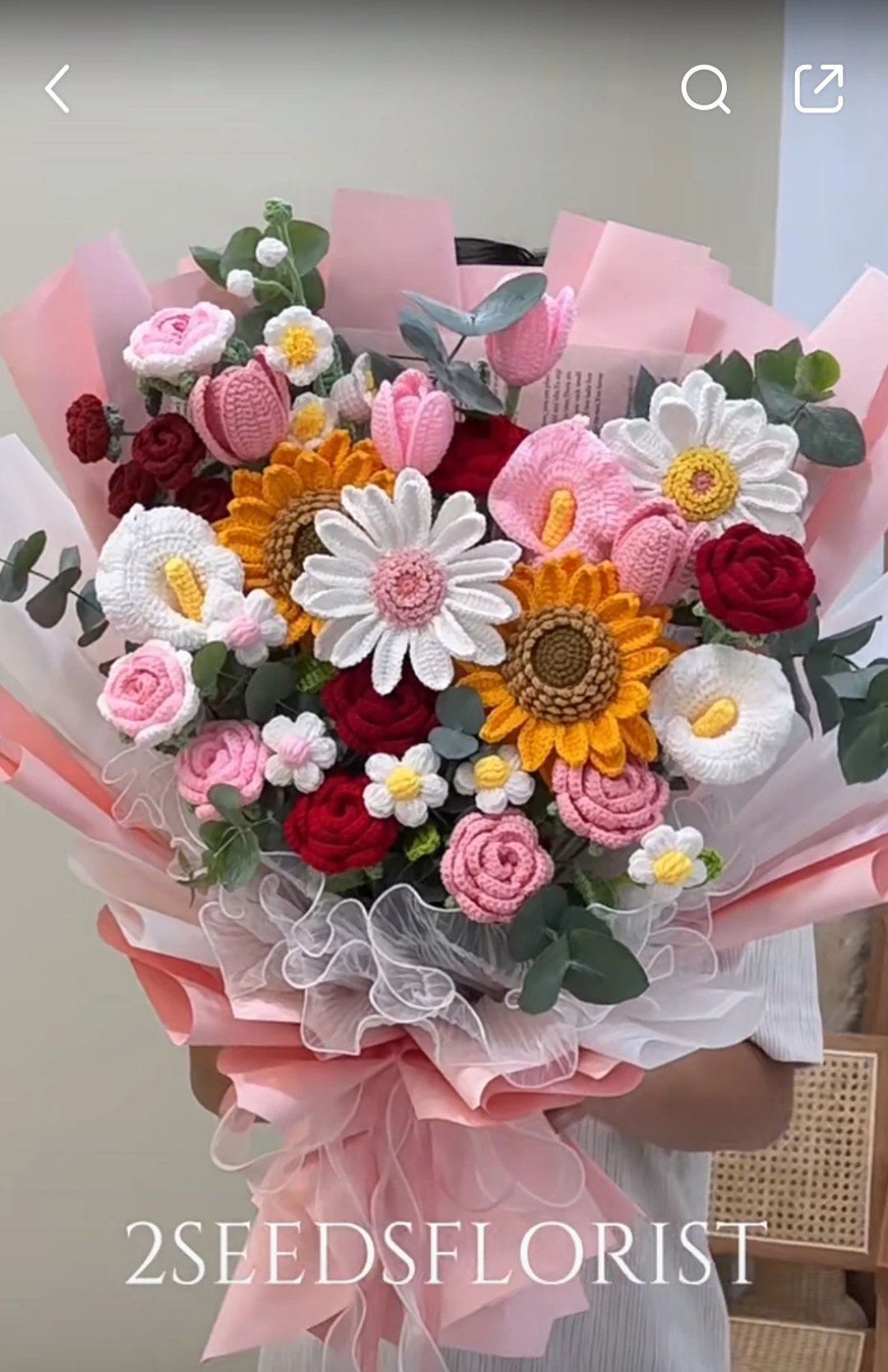 

Finished oversized bundle of handmade wool knitted sunflower flowers