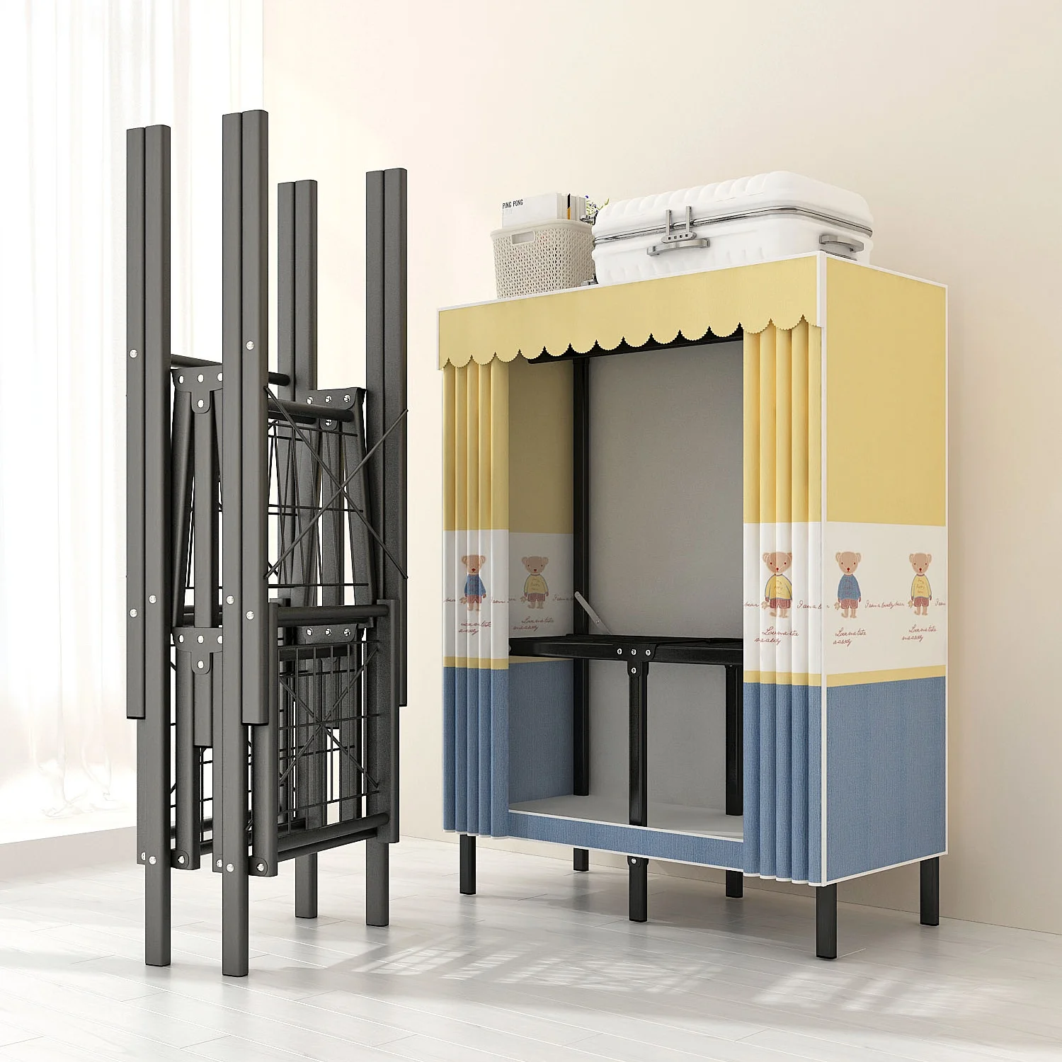 foldable-metal-wardrobe-with-dust-proof-cover-portable-closet-for-home-apartment-hotel