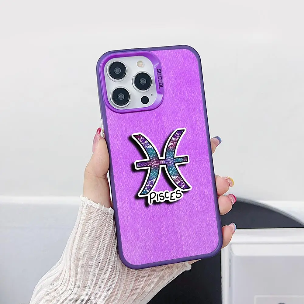 

Чехол для телефона с изображением знака зодиака Рыбы для iPhone 17 16 15 14 13 12 11 X XR XS 8 7 Air Pro Max Plus, фиолетовый полупрозрачный чехол