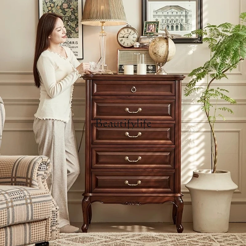 

American luxury retro neoclassical mahogany heart all solid wood tall chest of drawers
