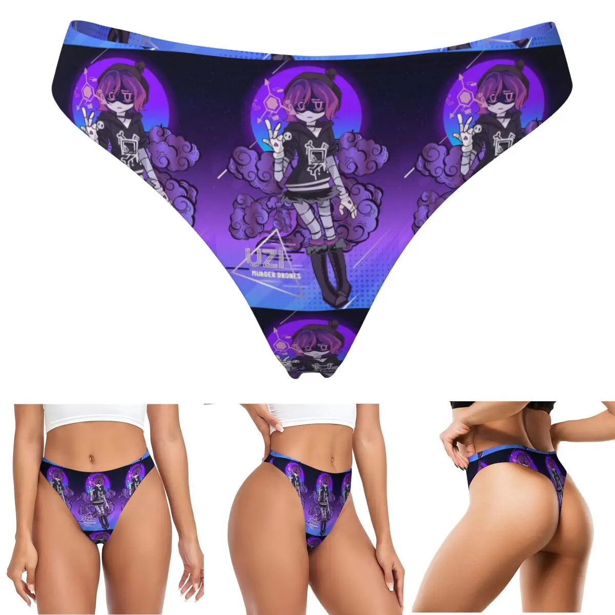 calcinhas-g-string-customizadas-murder-drones-n-e-uzi-doorman-respiraveis-elasticas-e-confortaveis-para-mulheres