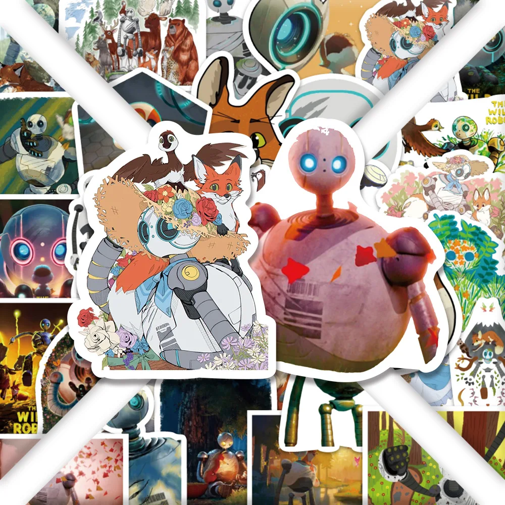 10/30/50PCS New The Wild Robot Cartoon Animated Movie Stickers Decorative Pencil Box Scooter Waterproof Decal Children's Toys - Image 2