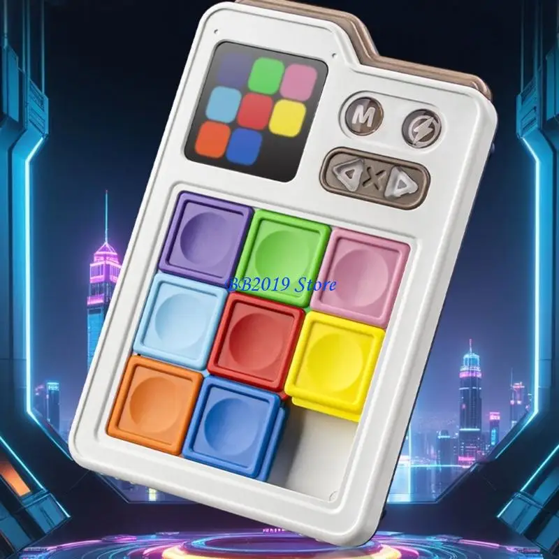 Q0KB Electric Sliding Block Puzzle Toy For Mental Stimulation Travel Size Reaction Memory Skill Training Challenge Games Toy
