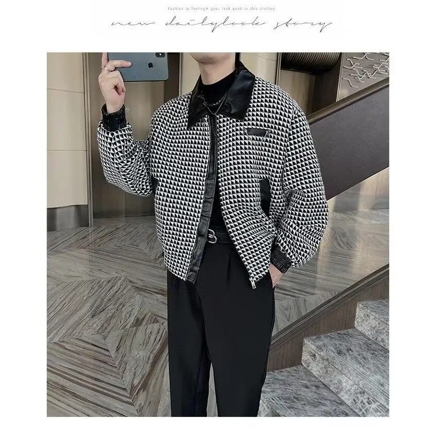 

Повседневное клетчатое мужское осенне-зимнее легкое свободное парикмахерское пальто на выбор, универсальное молодежное модное пальто