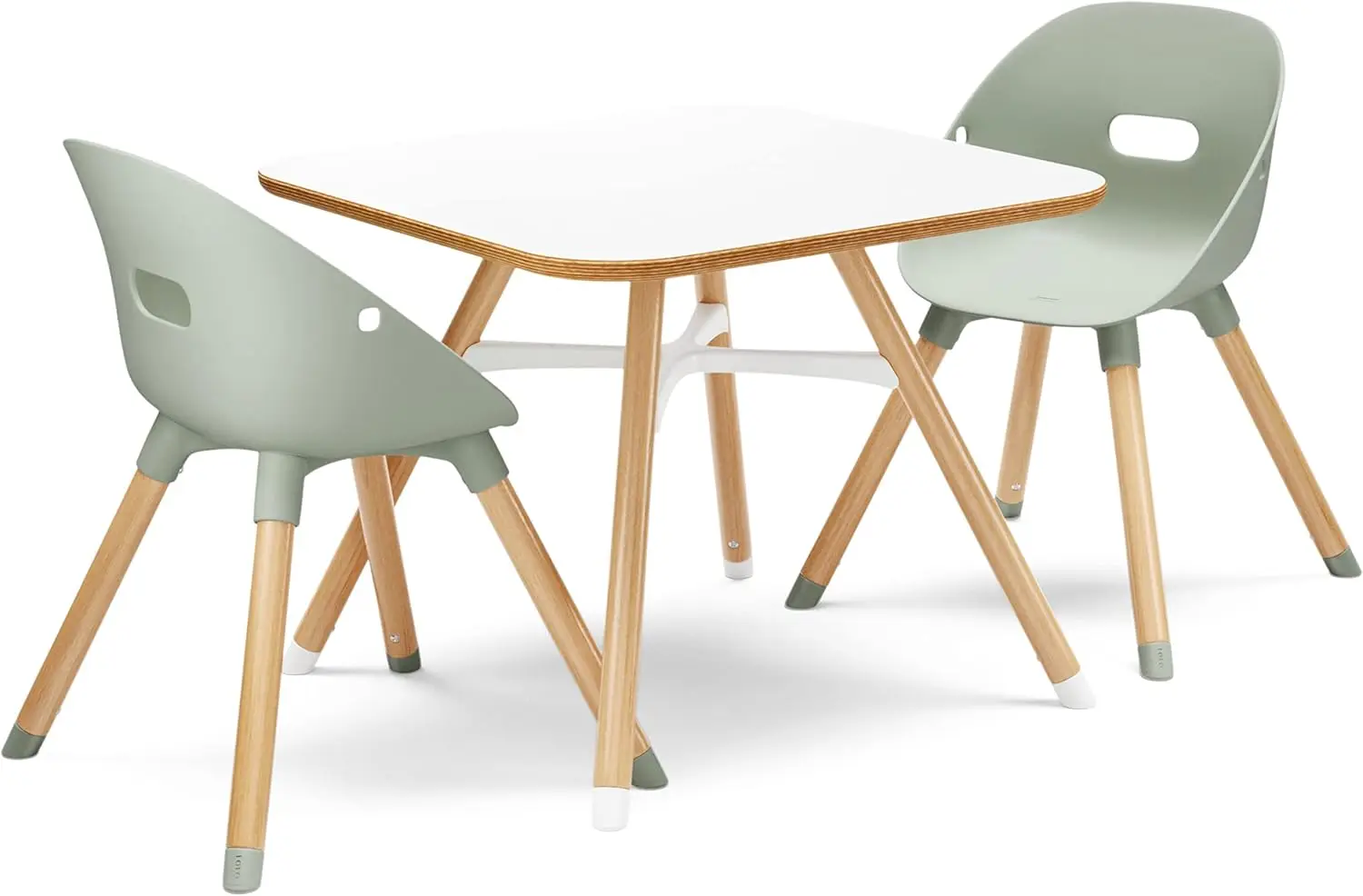 The Play Kit Kids Table and Chairs Set with Sustainably Sourced Wood Kids Table & Set of 2 Non-Toxic Bucket Seat Kids Chairs