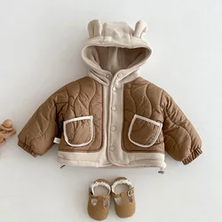 Autumn Winter Baby Coats Thickened Hooded Top for Kids Korean Girls Clothing Fashion Boys Jacket Children Outwear 0-5 Years Old