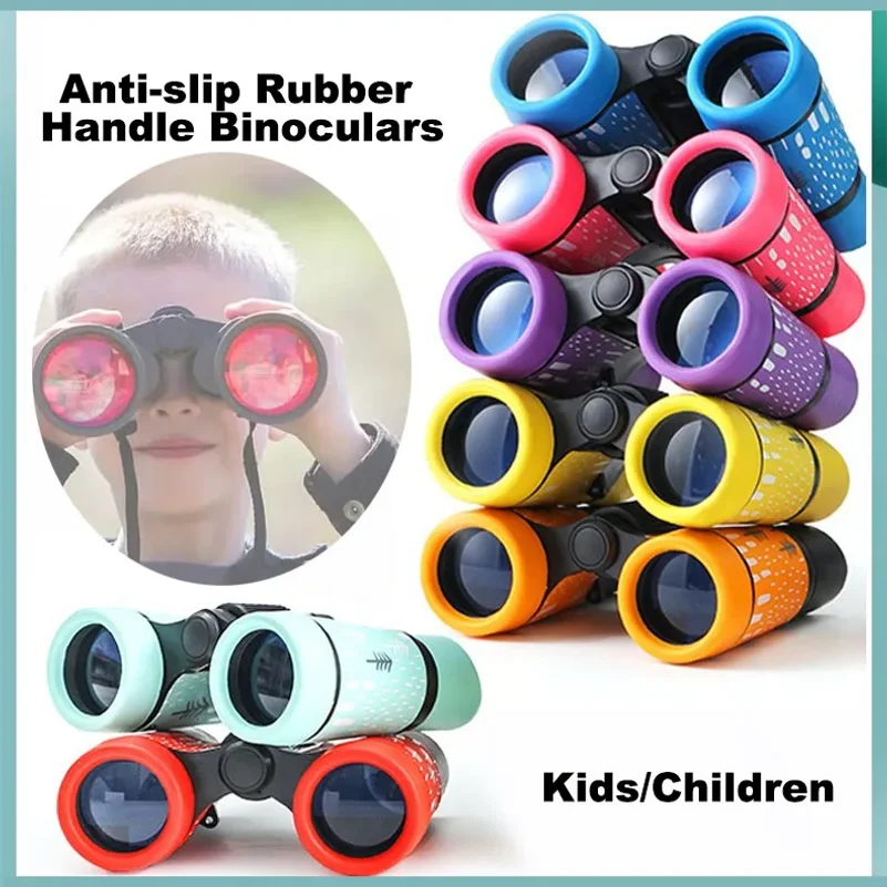 Colorful Kids Binoculars Telescope 4X30 High-Resolution Anti Slip Rubber Handle Children Telescope for Bird Watching Hiking