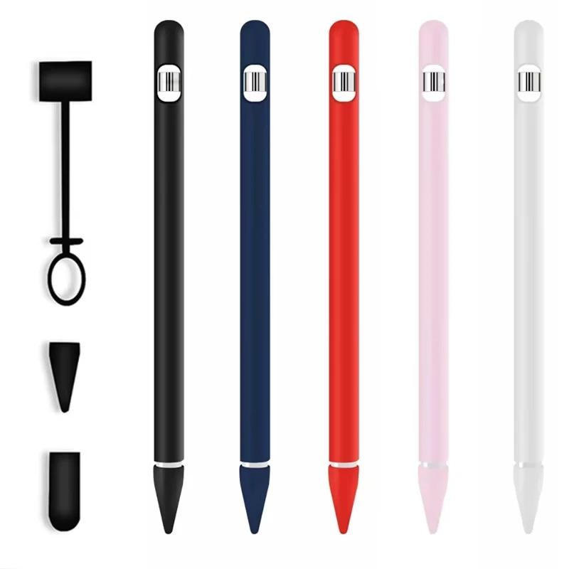 

Чехол 4 в 1 из мягкого силикона однотонного цвета для Apple Pencil 1, чехол для планшета, чехол для сенсорного пера, стилуса, защитный чехол от царапин, аксессуары