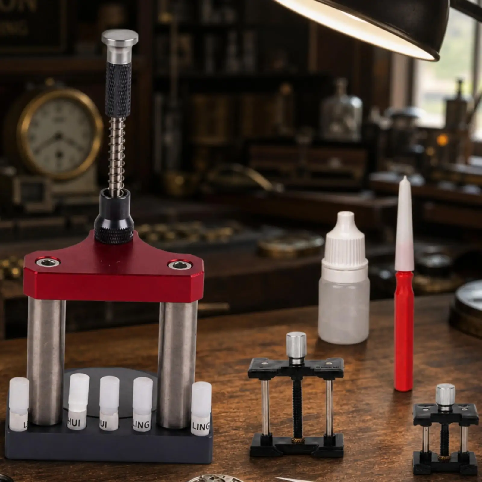 Watch Dial Feet Bonding Machine Precision Watch Dial Feet Tool Bonding Tool with Adapters Spring-Loaded Bench-Top