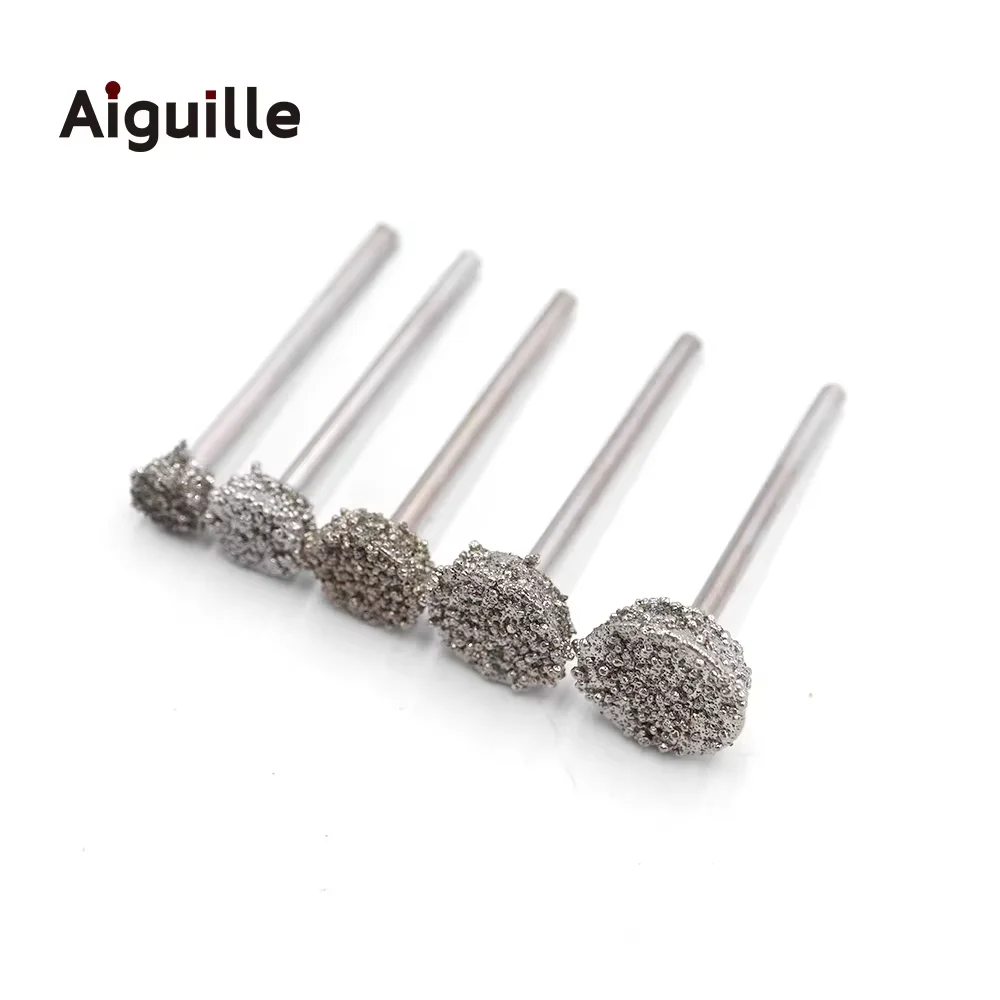 Aiguille 50pcs Diamond Grinding Head Coarse Sand T-shaped Grinding Head  36# 3mm shank for Rough Jade Shaping and Edging