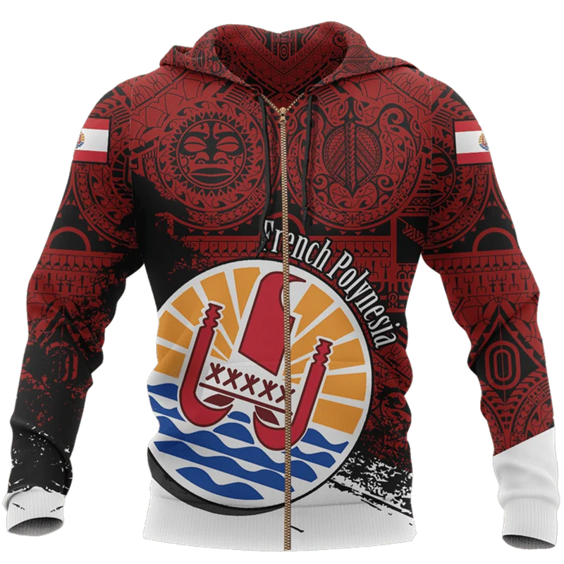 

French Polynesia Flag Zip Hoodie Hindu God Lord Shiva Ancient Egypt Tattoo Anubis 3D Printing Zip Sweatshirt Pullover Tops Men