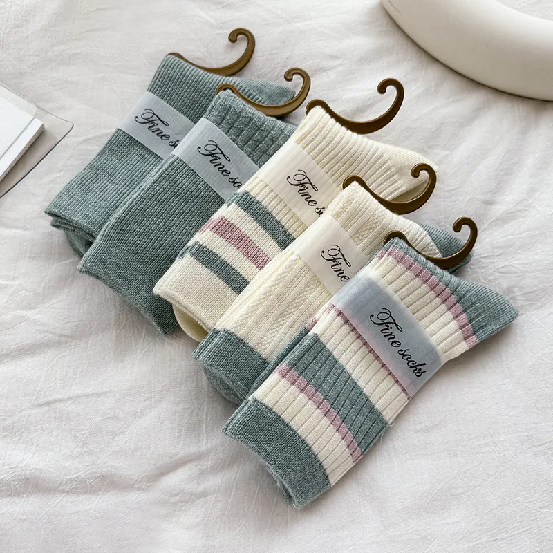 Women\'s Autumn Winter Socks Mid Tube Socks Cashmere Socks Thick Sock Solid Color Simple Tide Socks Floor Fashion Socks Wholesale
