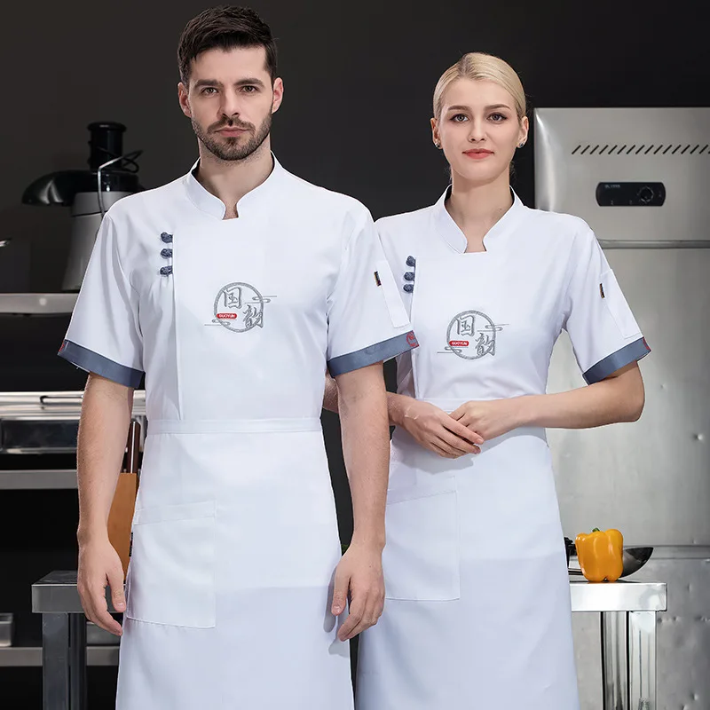 

Форменная одежда для китайских поваров: летняя, с коротким рукавом, тонкая, дышащая, для ресторанов, отелей, кухонь, предприятий общественного питания